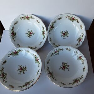7 Johann Haviland China 7.5 Soup Bowls Traditions MOSS Gold Rim Scalloped
